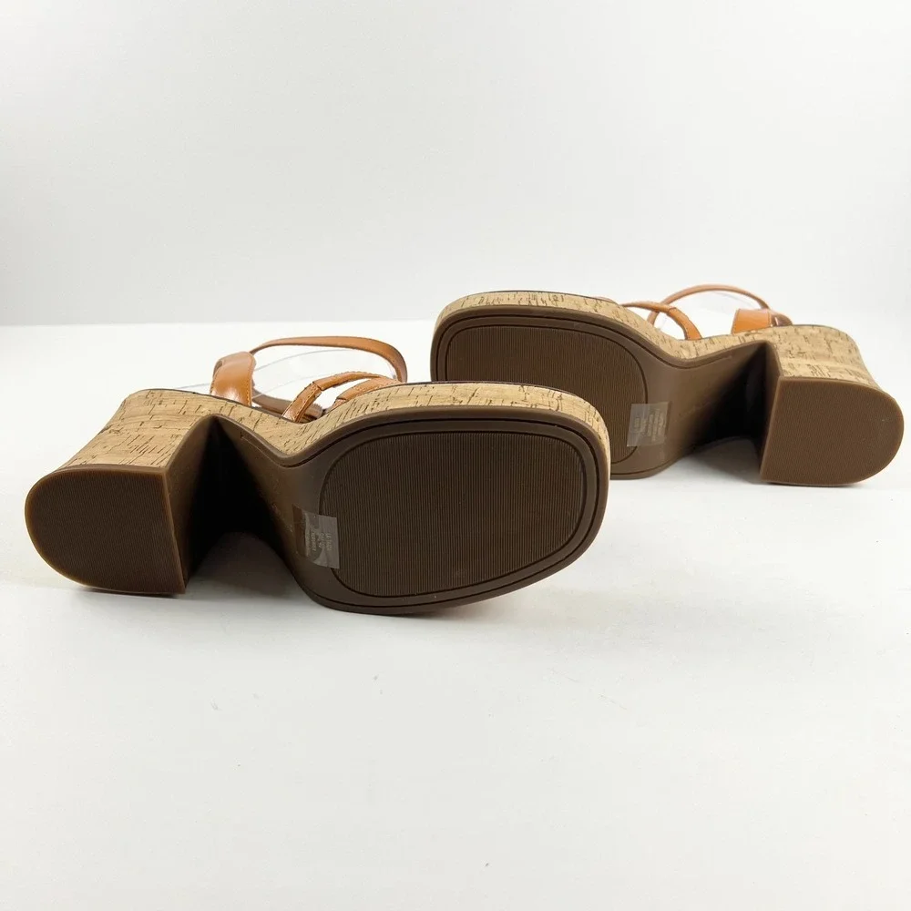 LUCKY BRAND Orange Platform Sandals Size US 9 Cork Block Heel  LK Taiza NIB